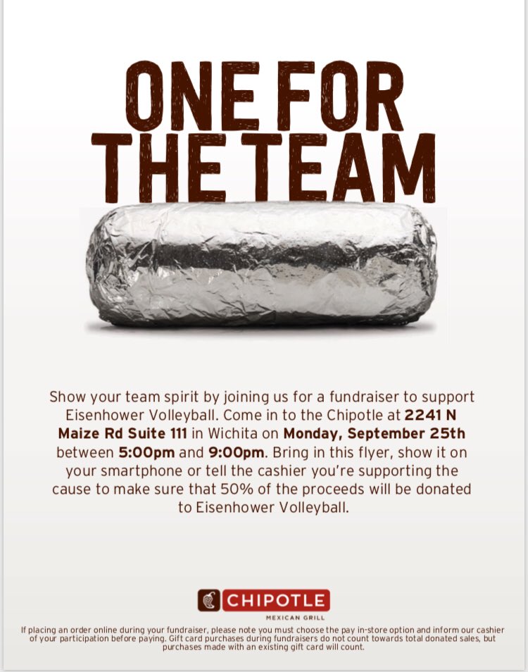 IKEvolley's tweet photo. Come join us at Chipotle tomorrow night! https://t.co/shmZDVCPU3