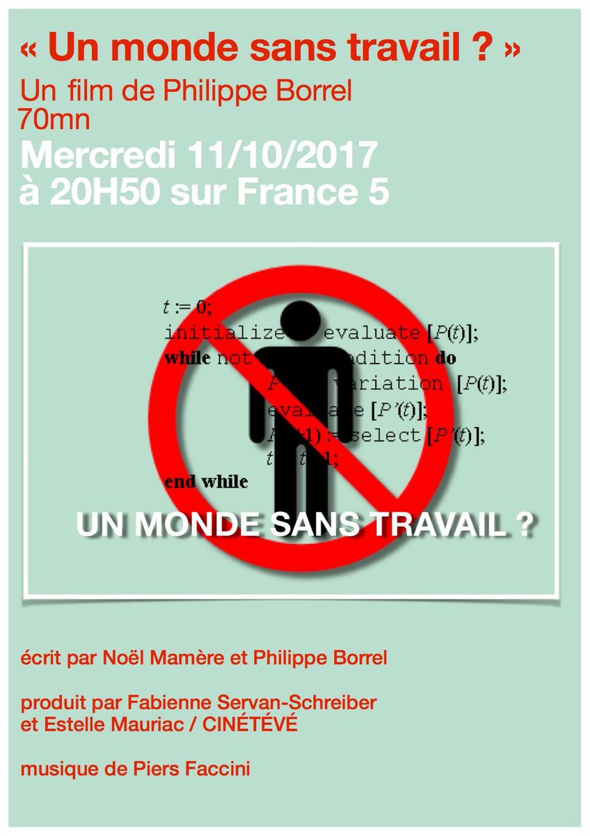 Réservez votre soirée du 11 Octobre quel que soit votre avis sur le sujet ...#Unmondesanstravail facebook.com/UnMondeSansTra…