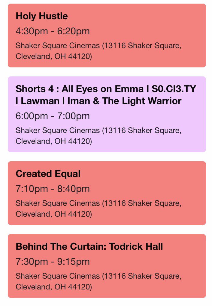 GCUFF's tweet photo. Today's movies @ #gcuff2017 #hearmeout #Cle #aarp #clevelandwater Download the GCUFF 2017 app to your phone for full shedule https://t.co/q6zqy7TUzg
