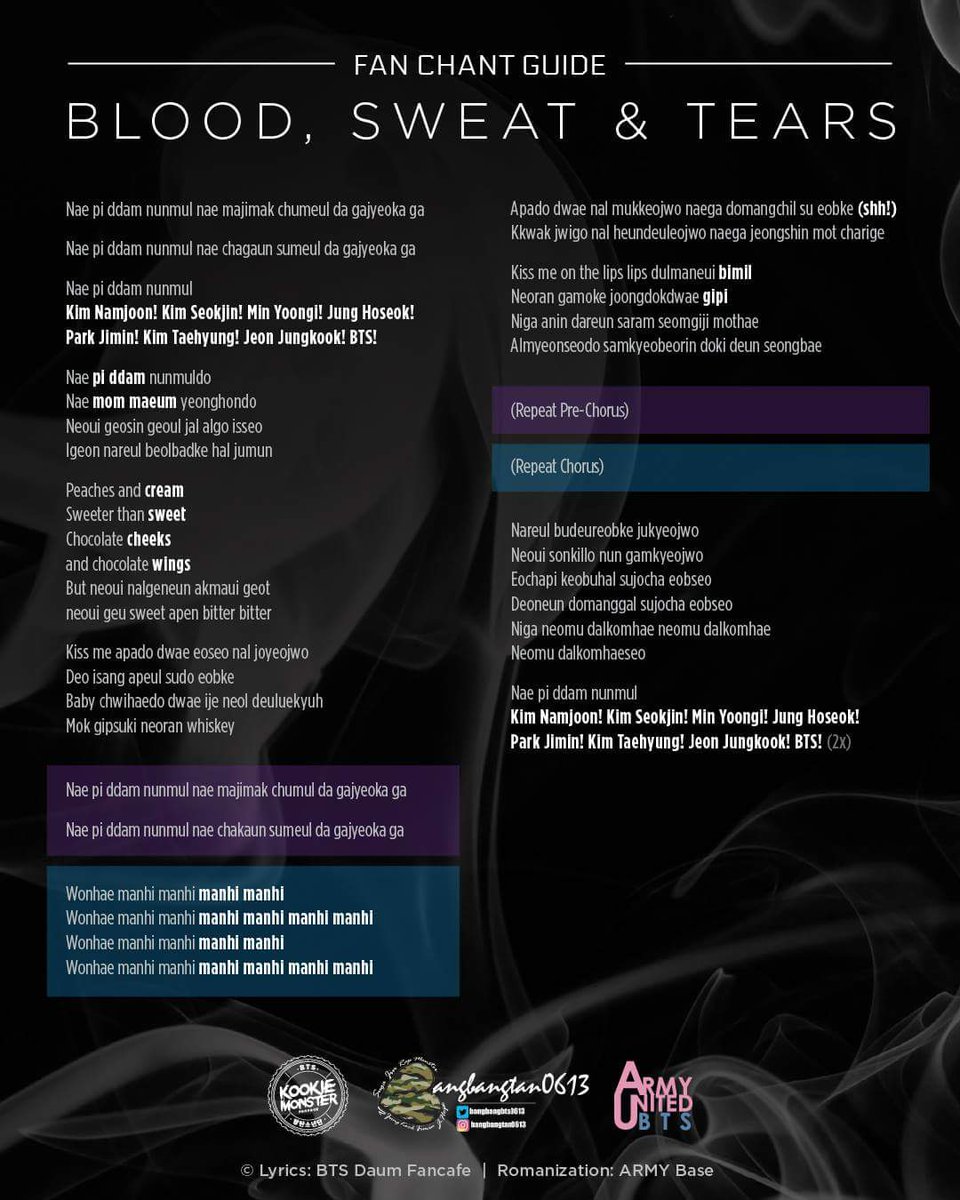 Blood, Sweat, & Tears (피 땀 눈물) Fanchant #BTS  #방탄소년단  #Fanchant  #BloodSweatandTears  #BST  #피땀눈물