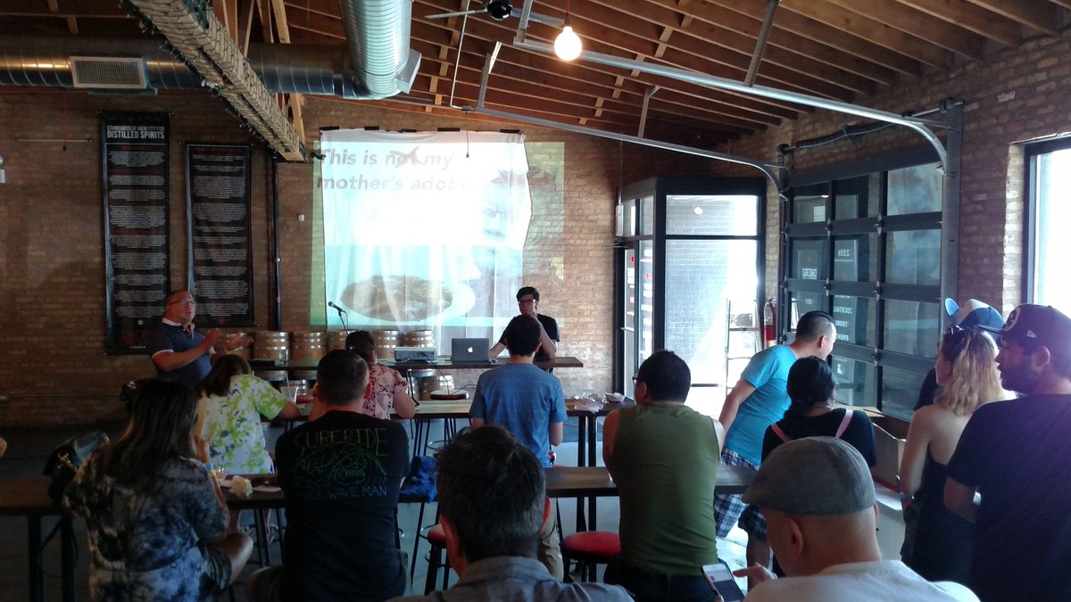filipinokitchen's tweet photo. Prof Martin Manalansan @AsianAmUIUC kicking off our inaugural #LechonLectures at #KulturaFestival sister venue @chidistilling! #kulturachi https://t.co/kWU5PNZaC0
