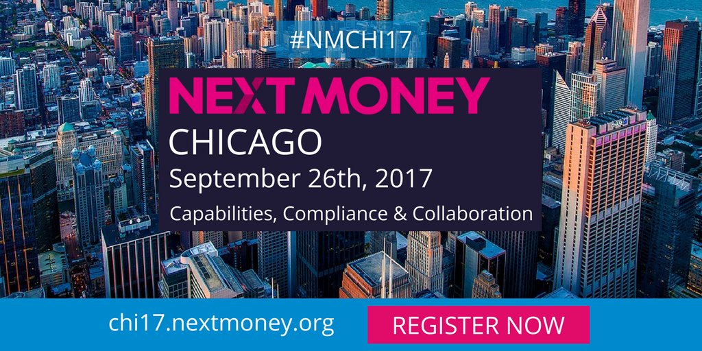NextMoneyUSA's tweet photo. Celebrate #fintech &amp; #innovation in Chicago w/ us at #NMCHI17, new tickets on sale for half-day &amp; networking access. https://t.co/n5JaZPIiFY https://t.co/M2lwe4WqqL