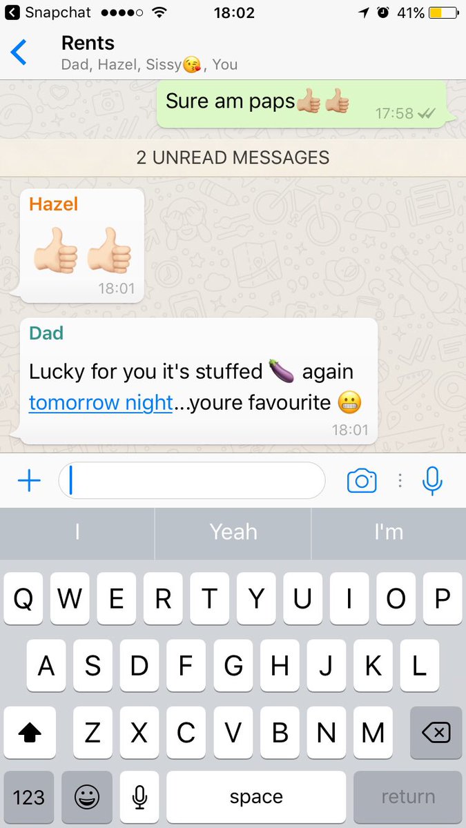 ZoeCollins98's tweet photo. When you dad doesn't quite understand emoji slang🤦🏼‍♀️😂 #aubergine https://t.co/ABVKNog5Z8