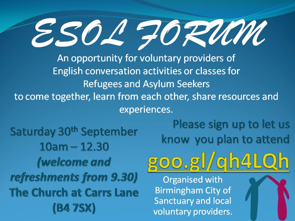 Have you signed up for the next ESOL Forum? #esolmatters #letrefugeeslearn #ESOL