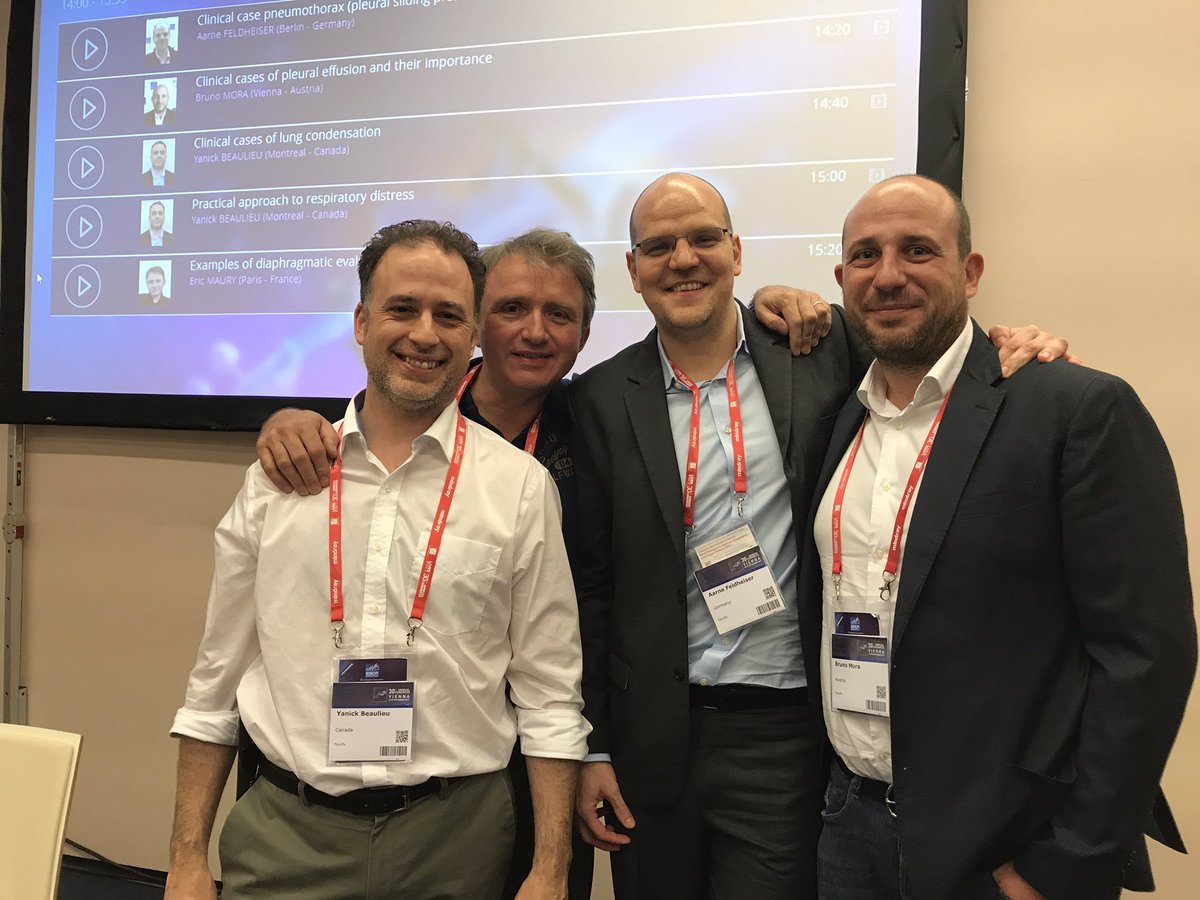 Thanks for teaching together pleural utrasound in the PG course in echo, Yanick Beaulieu,Eric Maury,Aarne Feldheiser,Bruno Mora #ESICM2017