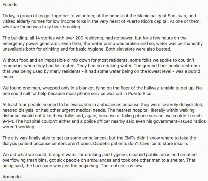 The dire straits of so many elderly in Puerto Rico. The hurricane was just the beginning. The real crisis is now.