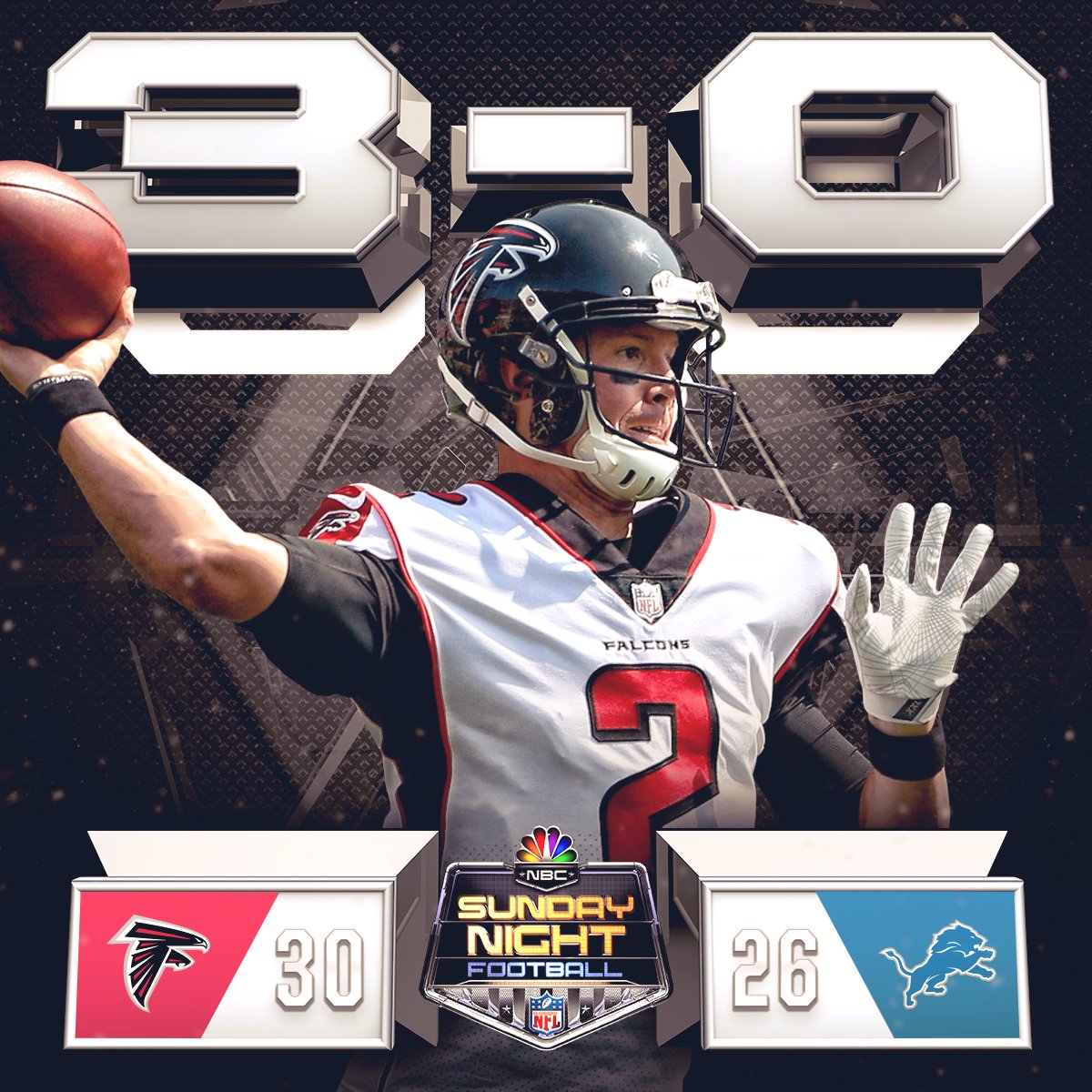 SNFonNBC's tweet photo. .@AtlantaFalcons: THREE. AND. OH. https://t.co/0kafmoQALO