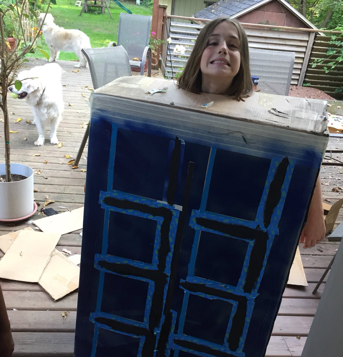 KarGair's tweet photo. Halloween costume development in progress. Can you name that show? #firsthomemade #tween https://t.co/5SZPhj7qWN