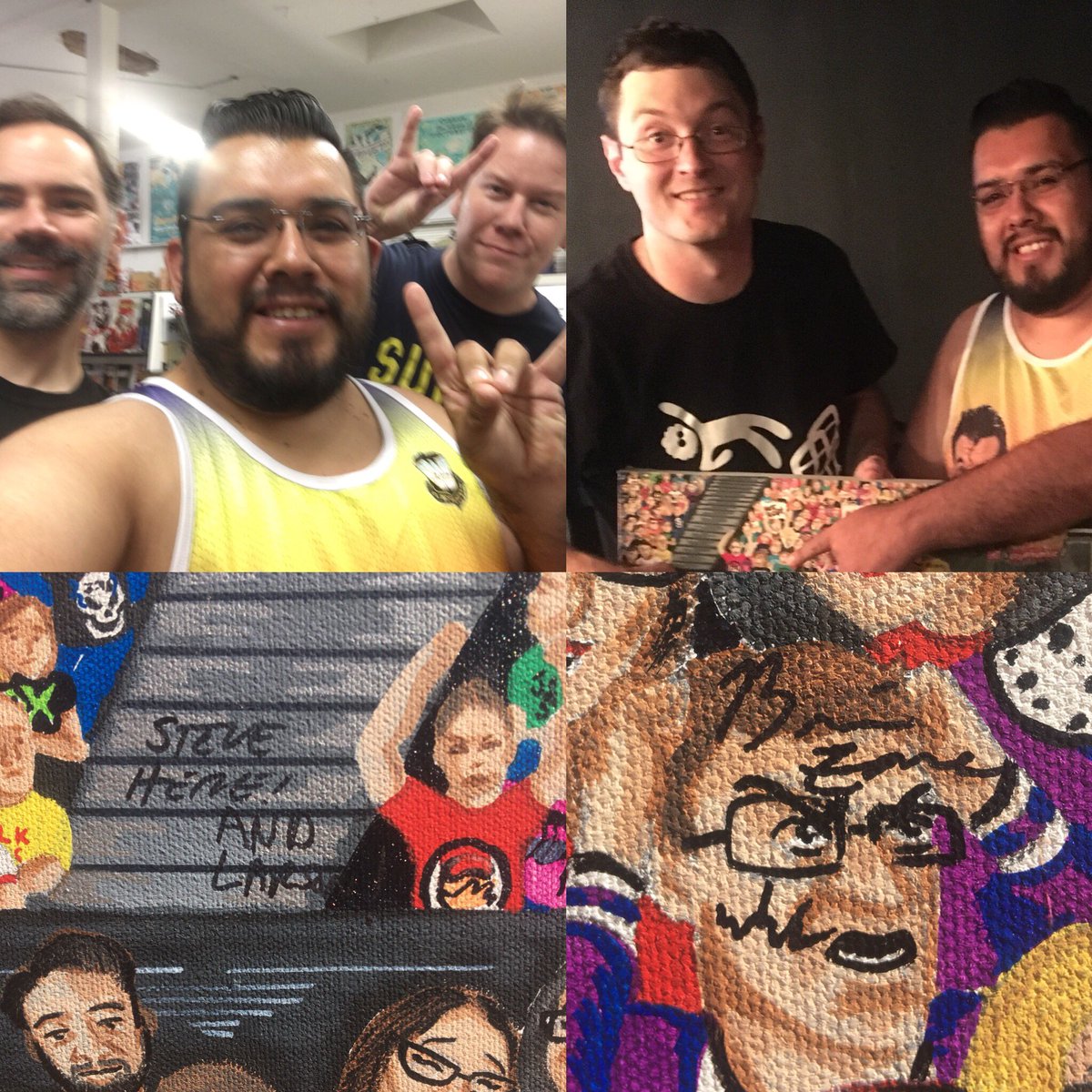capt_marvelous's tweet photo. Got to meet @REALGoingInRaw and @zmanbrianzane and they signed my painting! #goinginraw #steveandlarson #brianzane #wrestlingwithwregret https://t.co/WLmlaTKrlA