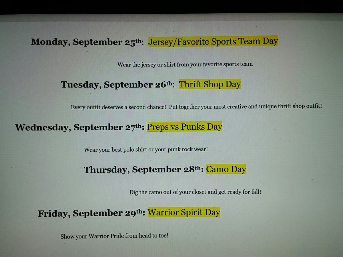 Don't forget HOC week starts tomorrow! <a href="/CHS_Warriors/">Cherokee HS Warriors</a>