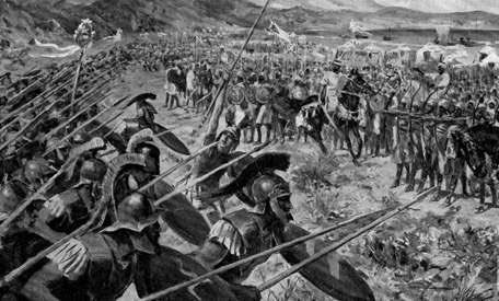 Maratón, un lugar a 42 Kilometros de Atenas.Ahí 10 mil atenienses y 1,000 platenses se enfrentarían a casi 30 mil persas...