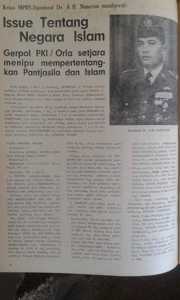 Membenturkan Islam dan Pancasila adalah Cara2 lama PKI. Masih ada sampai saat ini | berikut penjelasan Jendral AH.Nasution