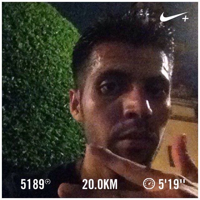 👏🏻🏃🏻 Acabo de correr 20.0 km a un ritmo de 5'19''/km con Nike+. #nikeplus