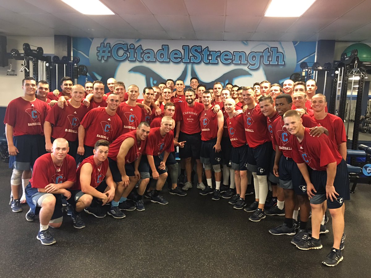 TSkole7's tweet photo. Love having former players @cswag8 &amp; Drew Mahaffey  come back 2 join r ball club in @citadelstrength Dawg  Pound. #Warriors. #WhoIsNext. https://t.co/3tJOj3pNKK