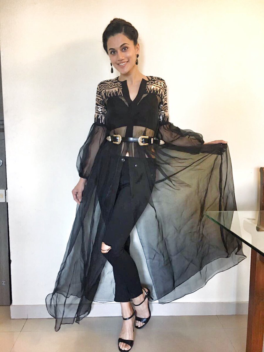 DevsB's tweet photo. Styled: #TaapseePannu in @studiovidhiw cape and #PurplePaisley belt https://t.co/68n32RaCbU
