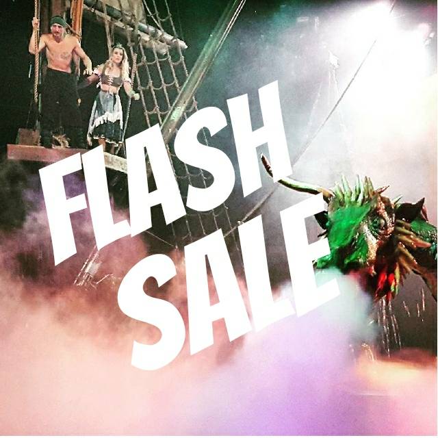 SALE! This Monday the 25th - 28th Adult tickets are 32.95 and kids are 22.95 mention code '9Flash17' on the phone or order on our site!
