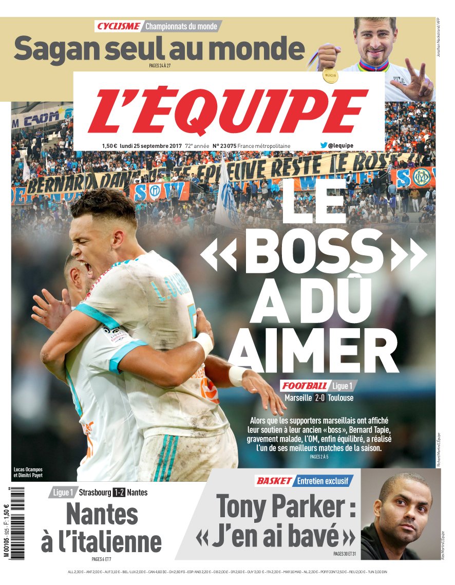 L'om, nantes, sagan et parker à la une de votre journal l ...