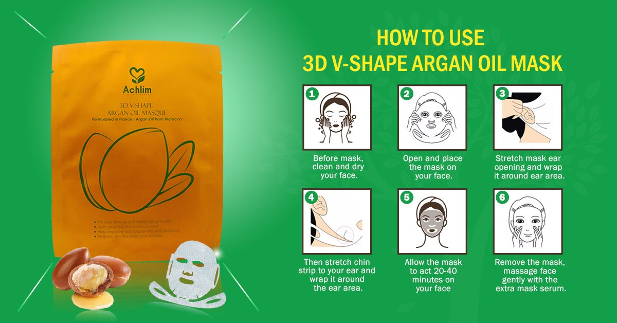 AchlimBeauty's tweet photo. #3D V-Shape #Argan #Oil #Masque is the latest #beauty product from Achlim  to make your #facial #skin #fresh and #radiant. #vshape #face https://t.co/yChNYQahKl