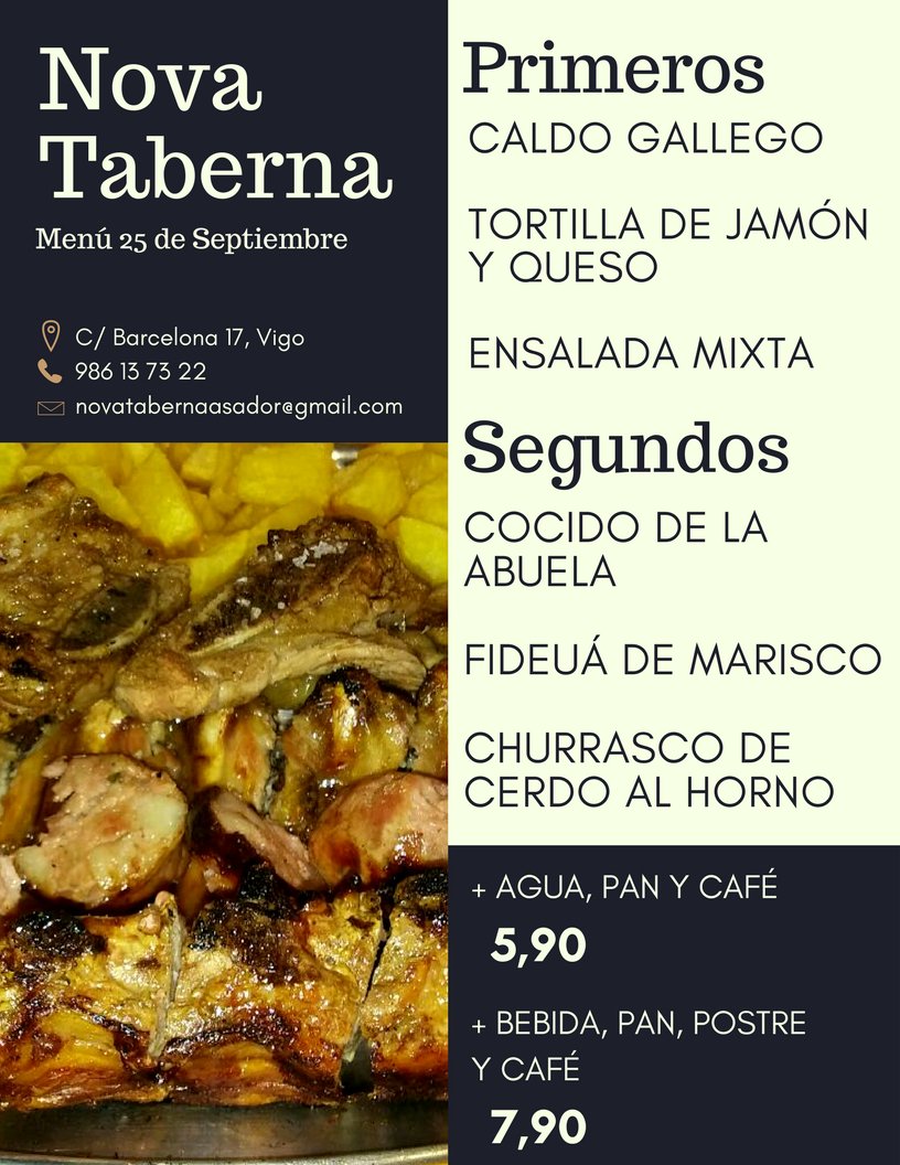 nova_taberna's tweet image. Menú 25 de Septiembre en @nova_taberna (C/Barcelona 17)
¡Que aproveche! 🍽️😋