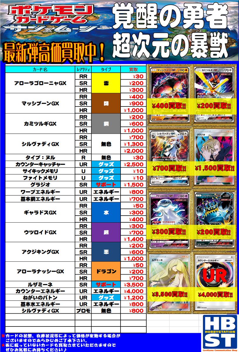 ホビーステーション横須賀中央店 V Twitter ポケモンカード ショーケース内の価格調整をした関係で 合わせて買取表も更新しました シルヴァディgx Rr 700 買取 大量持ち込みも大歓迎 ポケカ売るならスカホビまで ポケカ ホビーステーション横須賀中央店 V Twitter ポケモンカード ショーケース内の価格調整をした関係で 合わせて買取表も更新しました シルヴァディgx Rr 700 買取 大量持ち込みも大歓迎 ポケカ売るならスカホビまで ポケカ