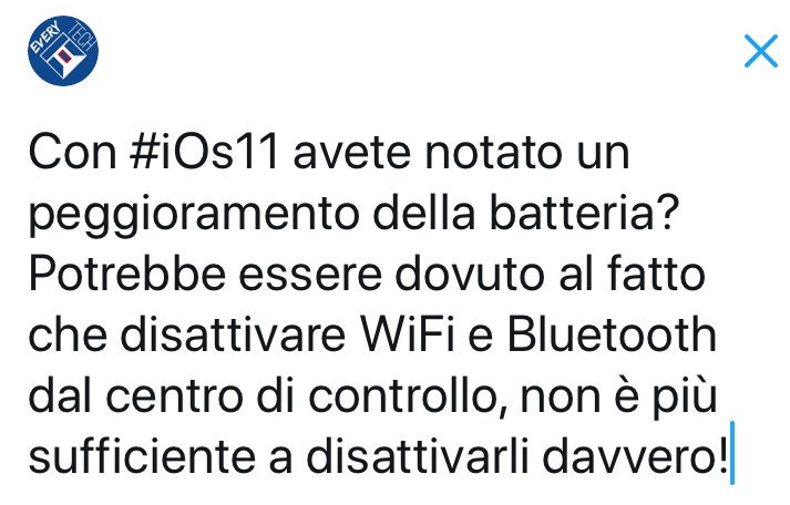 EverytechC's tweet image. Con #iOs11 avete notato un peggioramento della batteria?