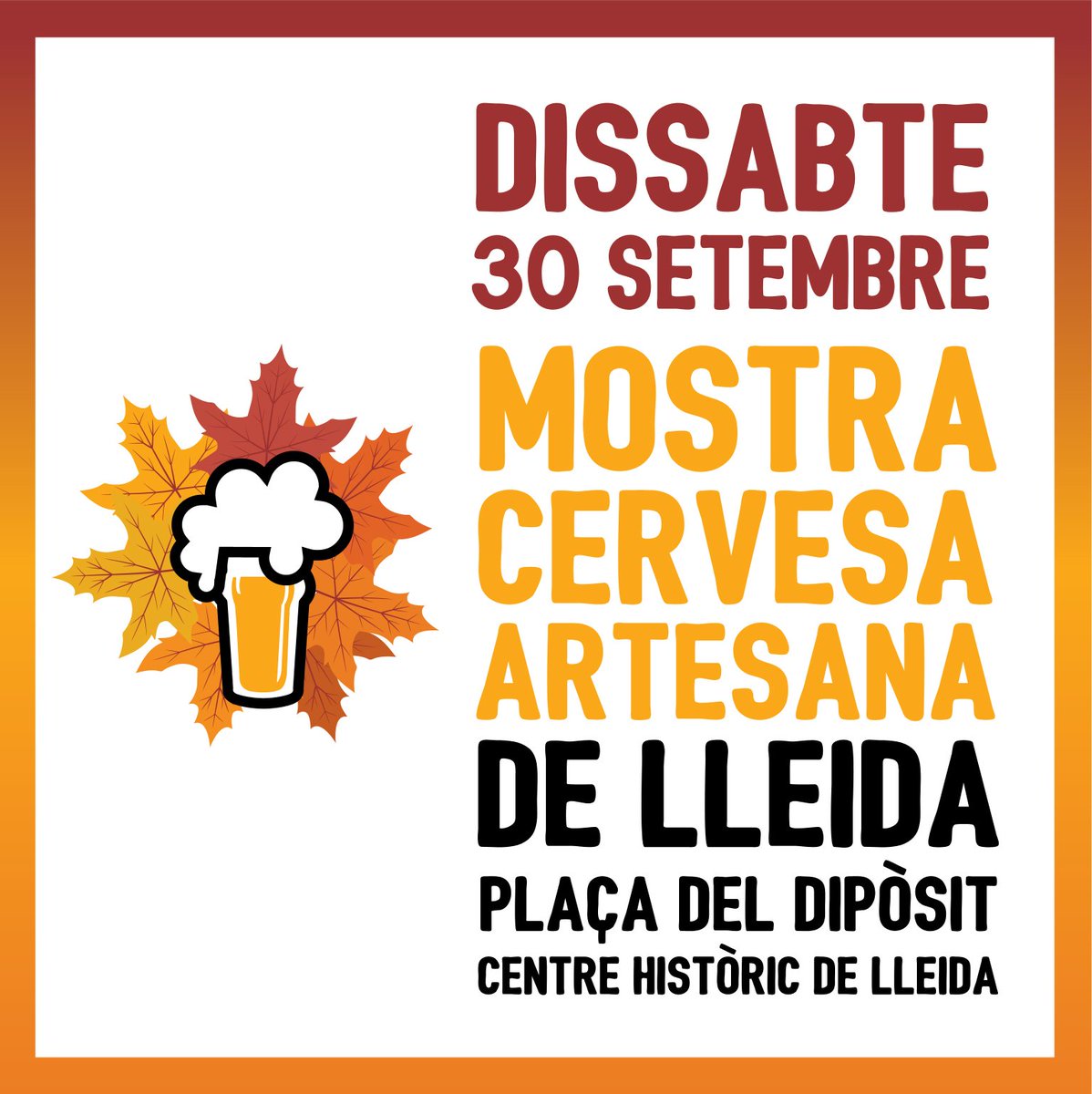 Dissabte vinent, t'esperem a la Mostra de Cervesa Artesana a la Plaça del Dipòsit, durant la Festa Major. Vine al Centre Històric.