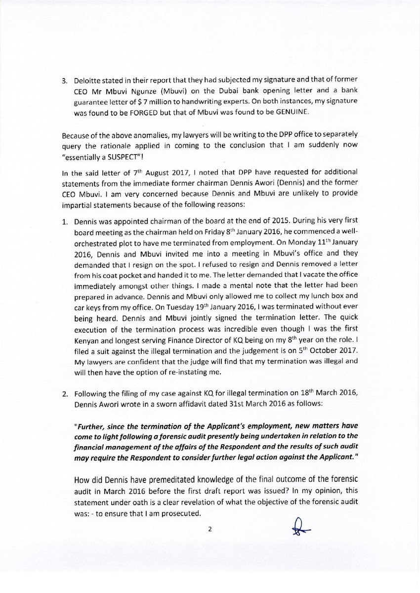 RobertAlai's tweet photo. 1. The #KQMess is getting deep. Alex Mbugua's letter to Michael Joseph. He claims that he was chased from KQ like a dog. https://t.co/jzfuiySHjt