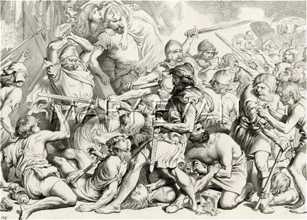 WakeHereward's tweet photo. #Torfrida was his 1st wife, #Alftruda his 2nd. Image by HC Selous of #Hereward rescuing his 2nd wife #Alftruda amidst a fight with Normans. https://t.co/GVc8CZoq8Y