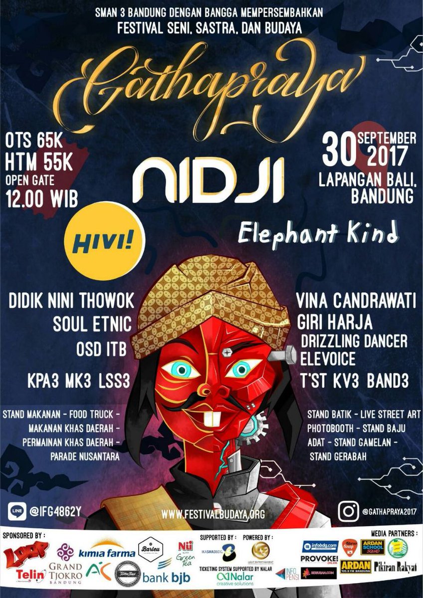 #event

sabtu ini!!!

line up:
<a href="/nidji/">NIDJI</a> 
<a href="/sayHIVI/">HIVI!</a> 
<a href="/elephantkind/">Elephant Kind</a> 
<a href="/didikninithowok/">Didik Nini Thowok</a> 

lap. Bali
30 sept 2017

be there!!!