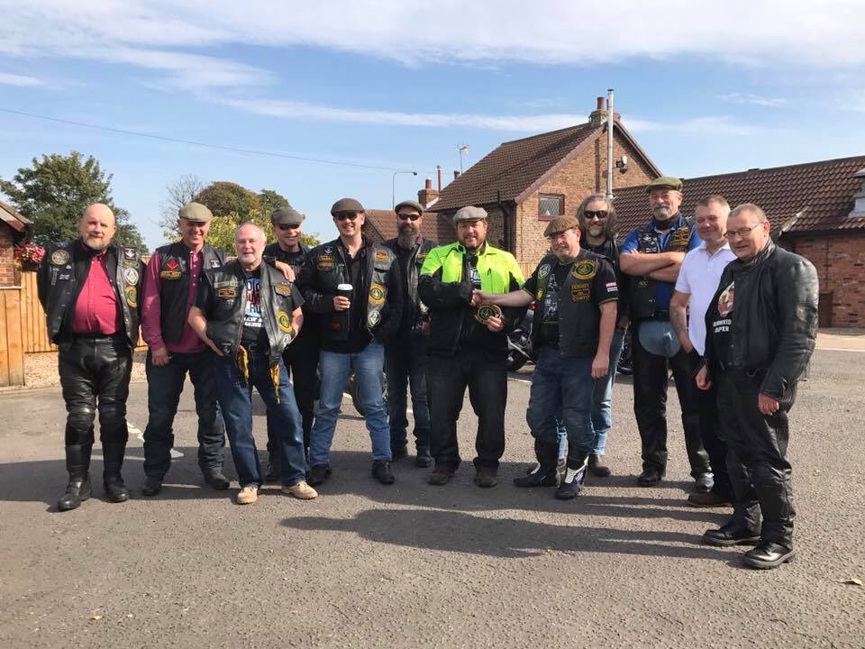 W Bro Bull from the Lodge of St Andrew becomes a full patched in member of the Widows Sons (Ridings Chapter) Masonic Biker Association