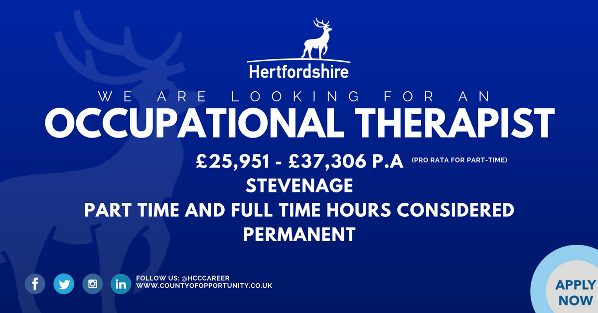 hcccareer's tweet photo. ➡️ Occupational Therapist
💷 £25,951 - £37,306 pa (pro rata for part-time),
🌍 Stevenage,
👉 https://t.co/PdPBAxV6xT

#job #jobsearch https://t.co/QuLhzidrYr