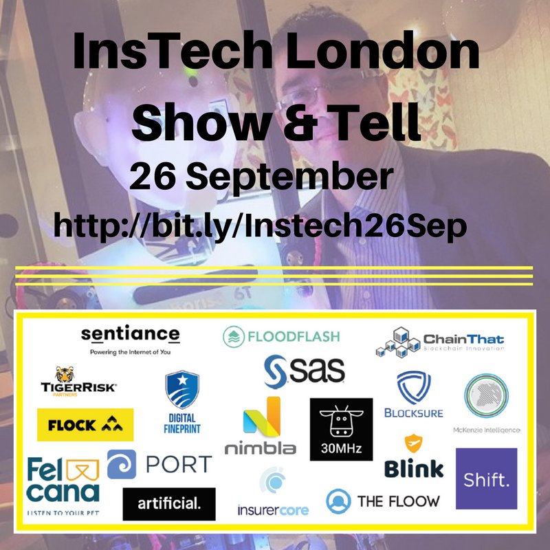 A dog+champagne+a race track=#insurtech! Confused?! Find out tomorrow! RT if joining us! Last few tix available: bit.ly/Instech26Sep