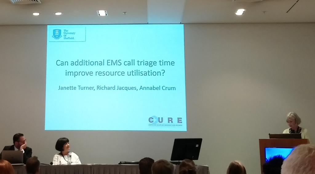 #EMS2017 @ShJanette @CURE_ScHARR additional #ambulance triage time frees up more ambulance resources and reduces target induced behaviour