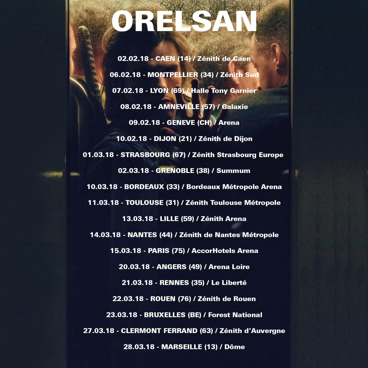Orel_san's tweet image. Voilà toutes les dates pour la tournée. Billetterie ouverte demain midi