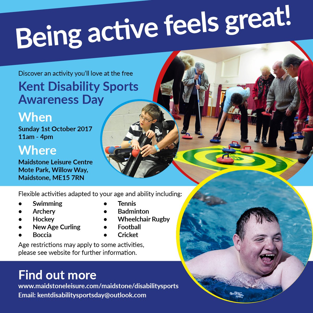 Want to get involved in sport and not sure whats available? Why not go along to the Kent Disability Sports Awareness Day and find out