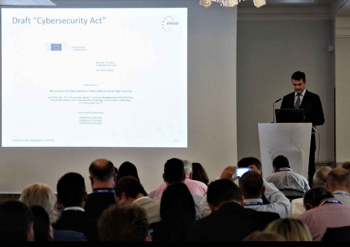 PredictiveSecuW's tweet image. New EU #cybersecurity Draft presented by @enisa_eu  during #SmartSecurityWeek opening