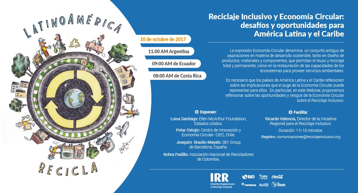 Latitud_R's tweet photo. Últimos lugares para participar del #webinar sobre #EconomíaCircular y #ReciclajeInclusivo Regístrate comunicaciones@reciclajeinclusivo.org https://t.co/XaaOufDikp