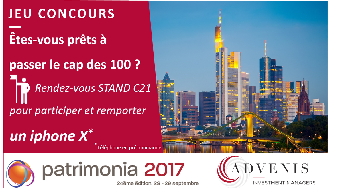 Advenis_IM's tweet photo. Êtes-vous prêts à passer le cap des 100 ? Rendez-vous STAND C21 pour participer à notre jeu concours et tenter de remporter un iphone X. https://t.co/qwFfw46sC9