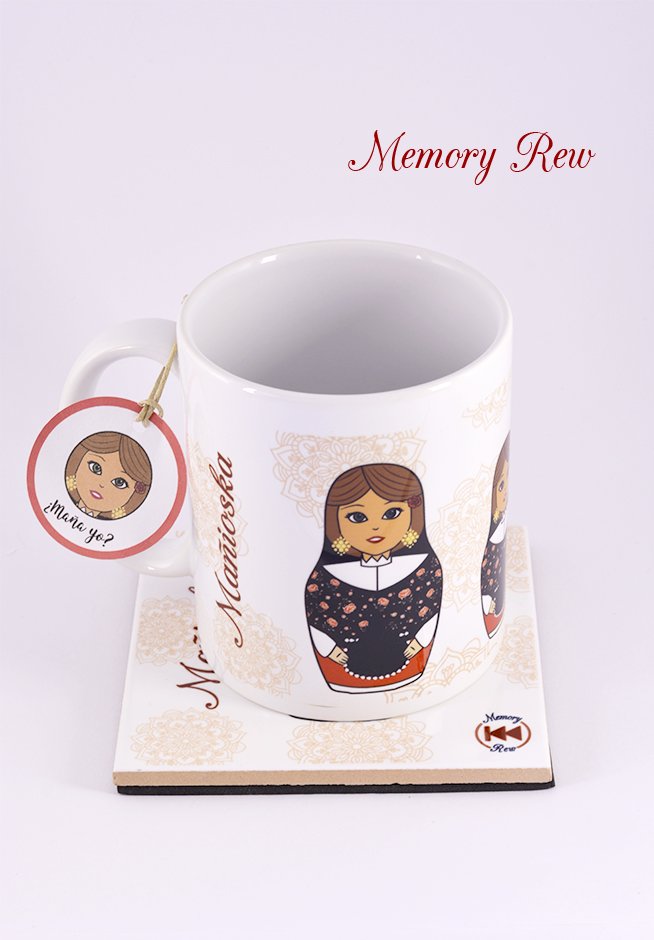 MemoryRew's tweet photo. ¿Maña yo?🤔Noo😂Os presentamos este kit de taza y posavaso con la original "Mañioska"vestida con su traje típico. ¡Que majica!😍#MemoryRew @Zgz https://t.co/ZJ49RGDMtL