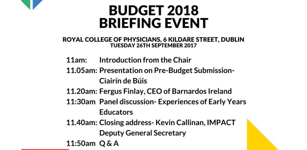 forsa_union_ie's tweet photo. @Kathleensf1 we hope to see you at our @early_impact budget 2018 briefing event tomorrow #earlyimpact #earlyyears https://t.co/dqxfIo5niR
