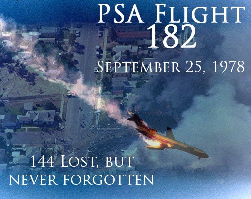 SDPOA's tweet photo. San Diego will never forget the 144 lives lost that day and the many more lives affected by the aftermath of the crash of #PSAFlight182. https://t.co/psuFX44p7H