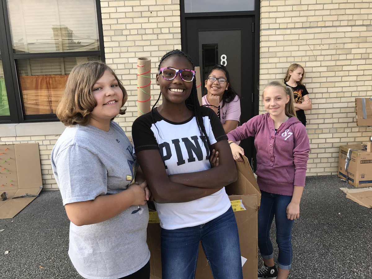 #globalcardboardchallenge Ss trying out the games they designed with cardboard and recyclables. #mteagles