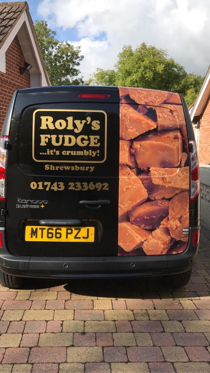 RolysFudge's tweet photo. Courtesy of @Day_Signs's amazing signage, meet our new fudge van design! Tweet us if you see these two vans on the road 🚚🚚 https://t.co/csKbpF73wL