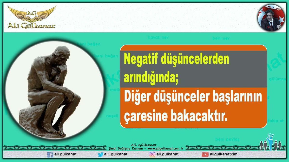 Negatif düşüncelerden arındığında; diğer düşünceler başlarının çaresine bakacaktır.
#KişiselGelişim #AliGülkanat #Eğitim #YaşamKoçu #Nefes
