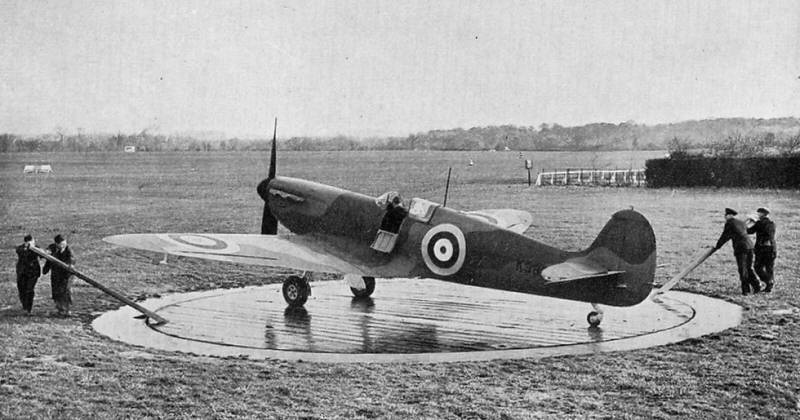 Spitfire on the compass swinging platform