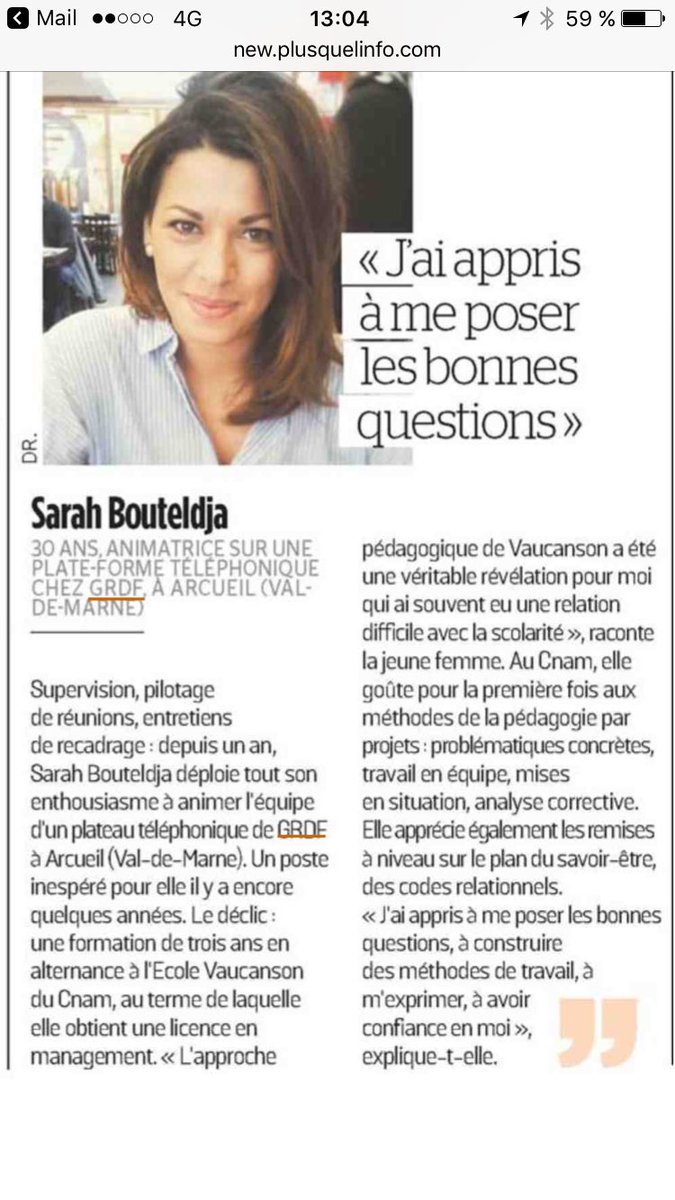 <a href="/GRDF/">GRDF</a> #DCTIDF fier d'offrir des perspectives de #carrière enthousiasmantes  bravo à <a href="/sarah_bouteldja/">Sarah Bouteldja</a> pour son témoignage sur <a href="/LeParisien_75/">Le Parisien | Paris</a>