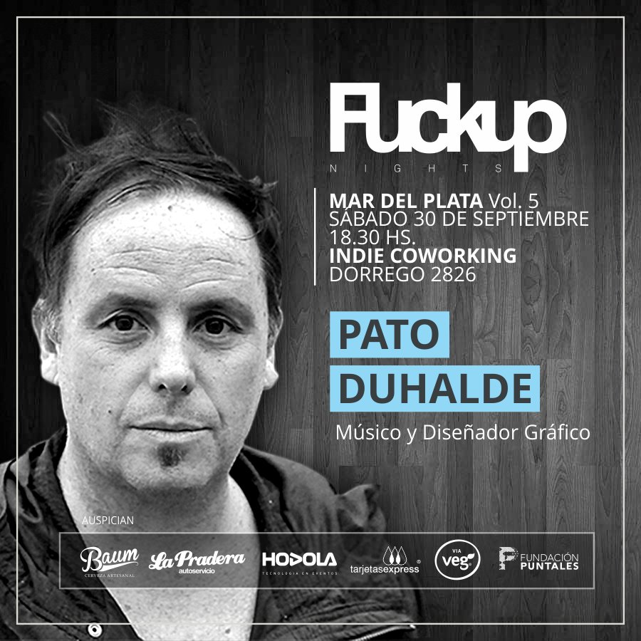 FunMdp's tweet image. Les contamos que @patoduhalde sera nuestro primer orador! El cantante y diseñador se subirá al escenario el sabado 30!