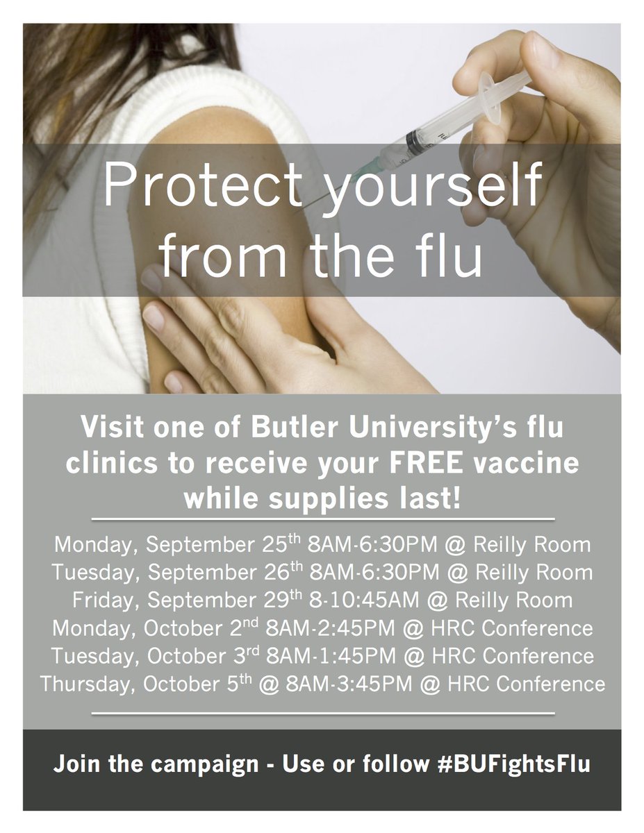 butlerHRC's tweet image. Free flu shots! Get yours while supplies last! #BUFightsFlu
