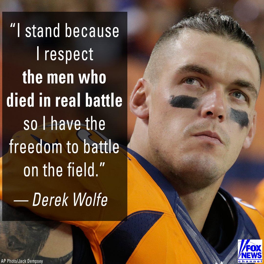 FoxNews's tweet photo. Broncos defensive end Derek Wolfe said that he would be standing during the national anthem https://t.co/j6NSWfPNZO https://t.co/Avy1l6jP4n