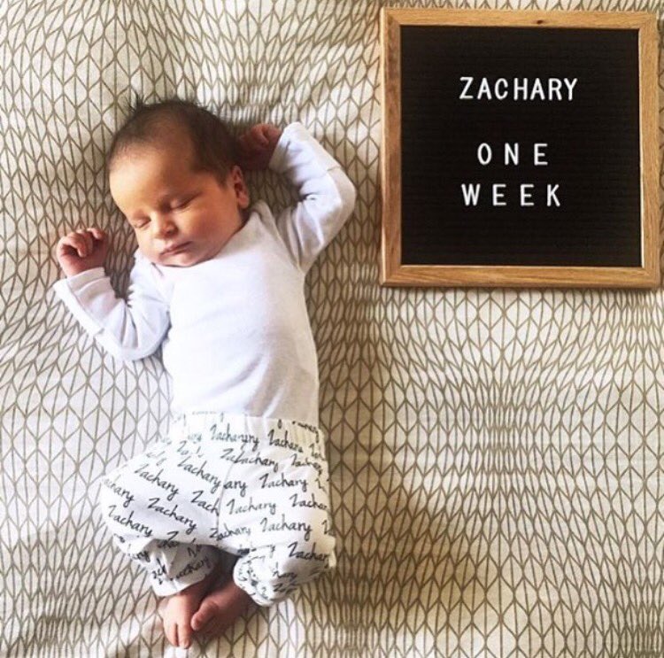 Zachary celebrating one week while in our name only leggings! Love this moment ❤️